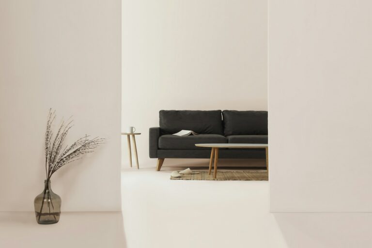 Contemporary living room with neutral tones and natural light