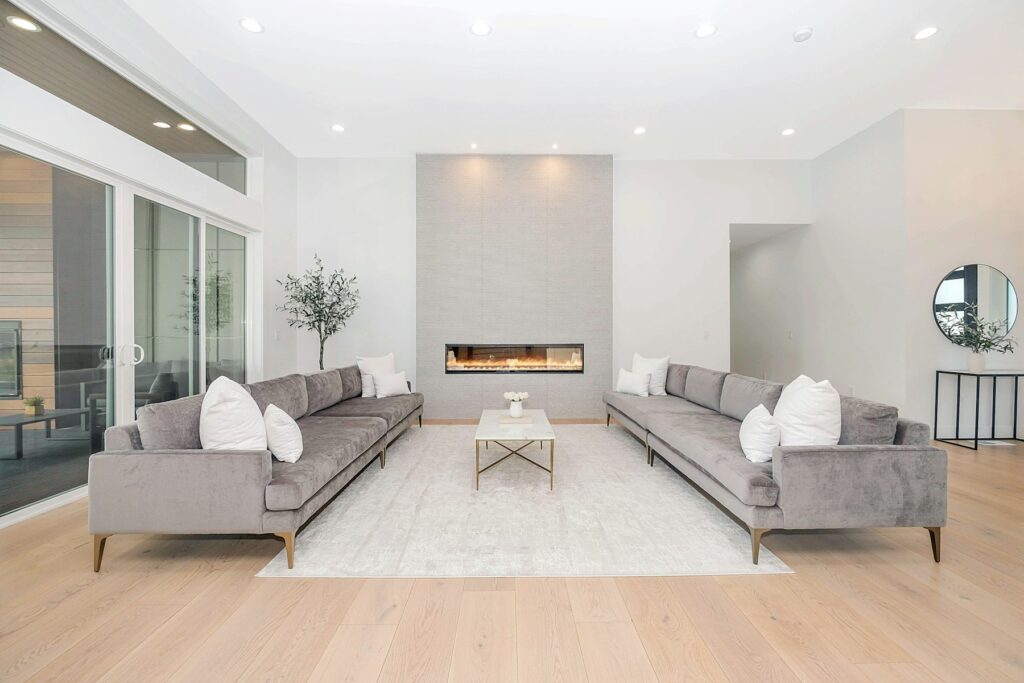 Modern kitchen and dining area with custom cabinetry