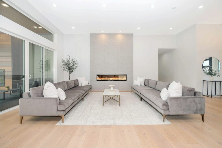 Modern kitchen and dining area with custom cabinetry
